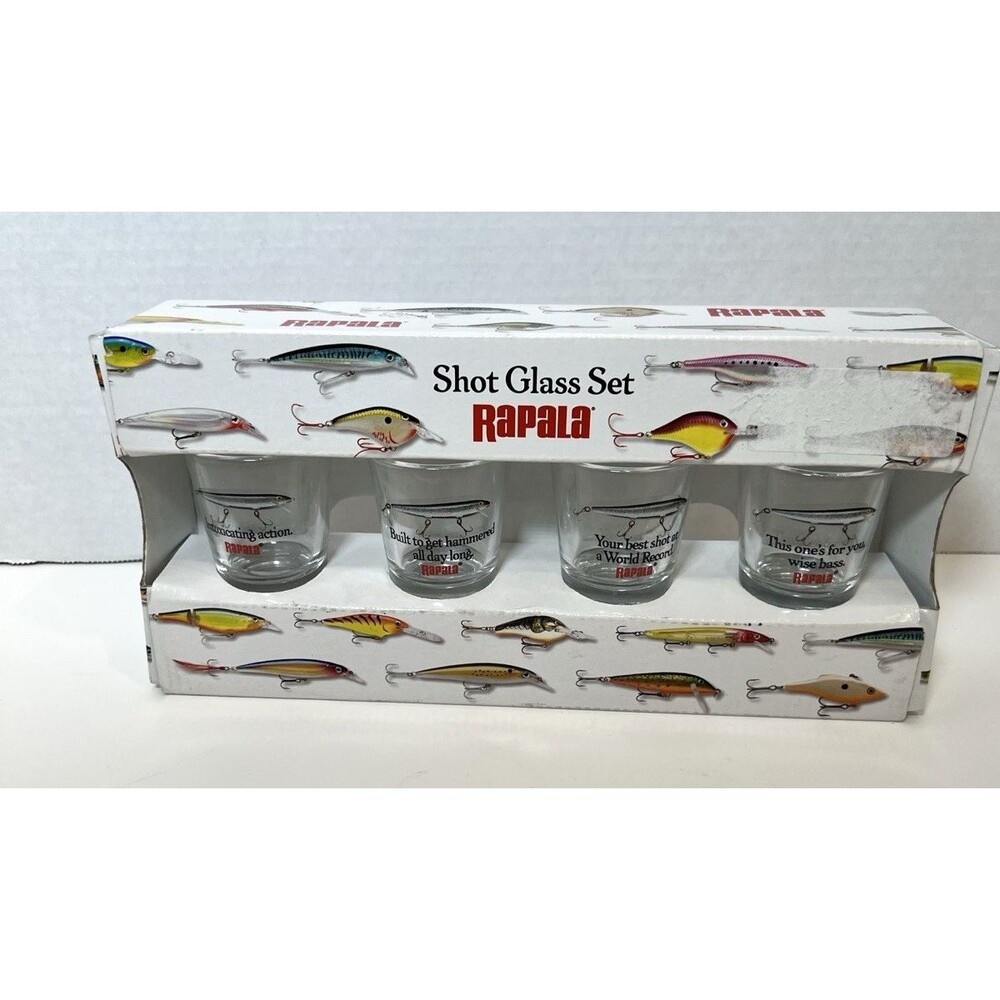 Rapala Shot Glasses, Set Of 4 Each With A FISHING Message New In Box